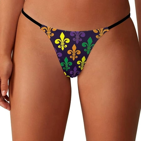 

Mardi Gra with French Lily Women s G-String Thongs Low Rise Hipster Underwear Stretch T-Back Panties