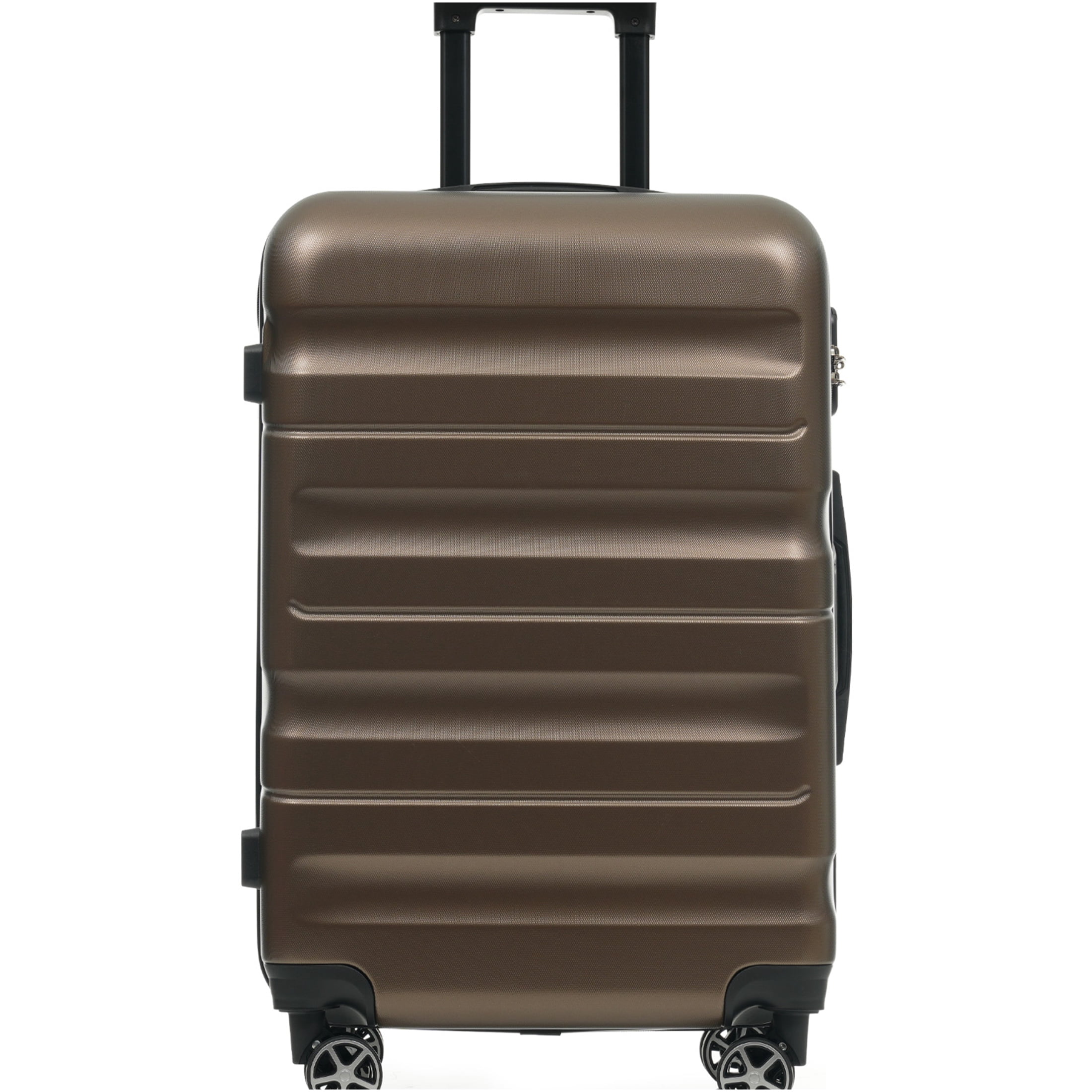 JERFIT 6-Piece Brown ABS Hardshell Luggage Set with Spinner Wheels, Lightweight Durable Suitcases for Travel, Carry On Included