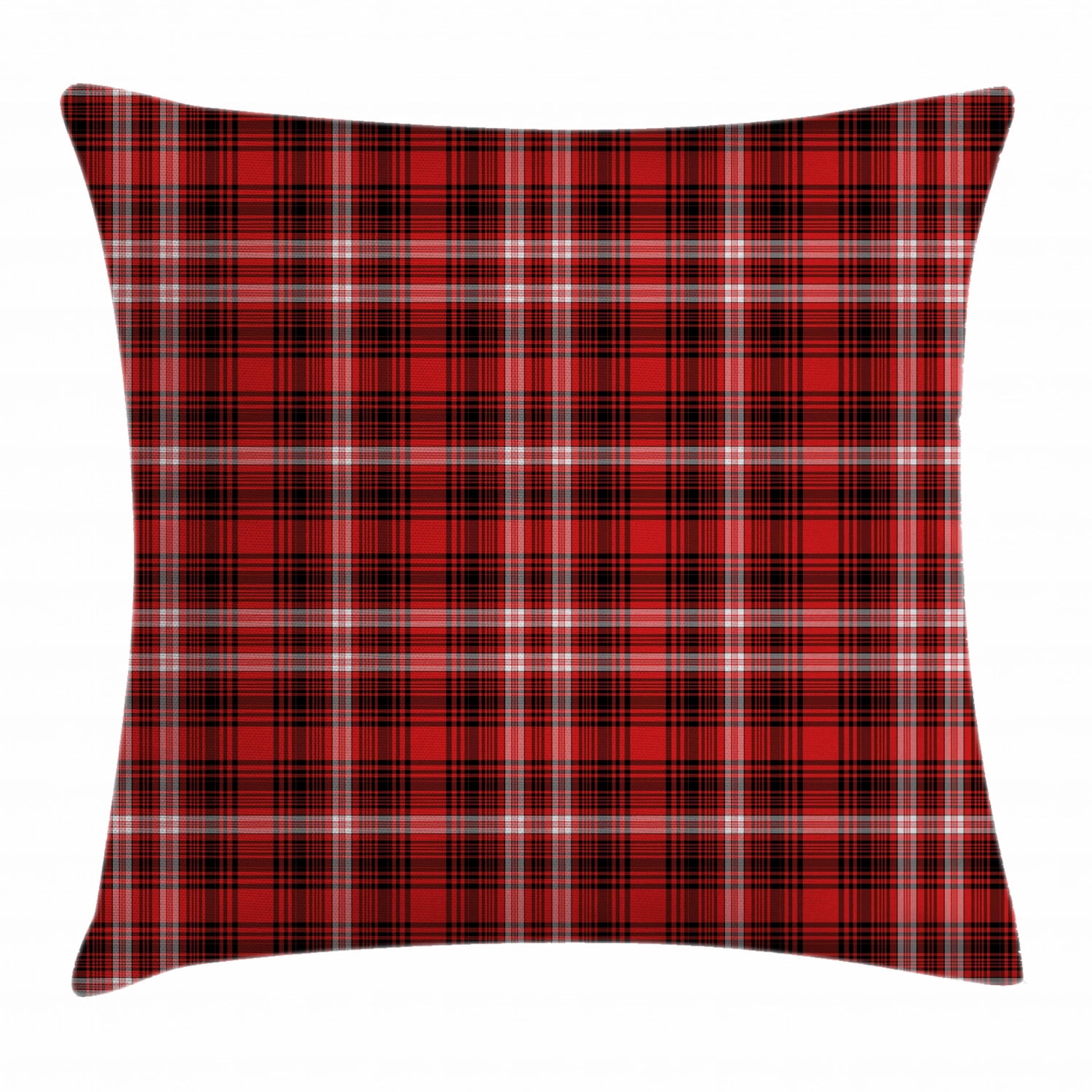 Red Plaid Throw Pillow Cushion Cover, Quilt Squares Rectangles Flannel