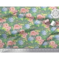 thumbnail image 2 of Soimoi Green Viscose Chiffon Fabric Periwinkle & Peony Floral Fabric Prints By Yard 42 Inch Wide, 2 of 3
