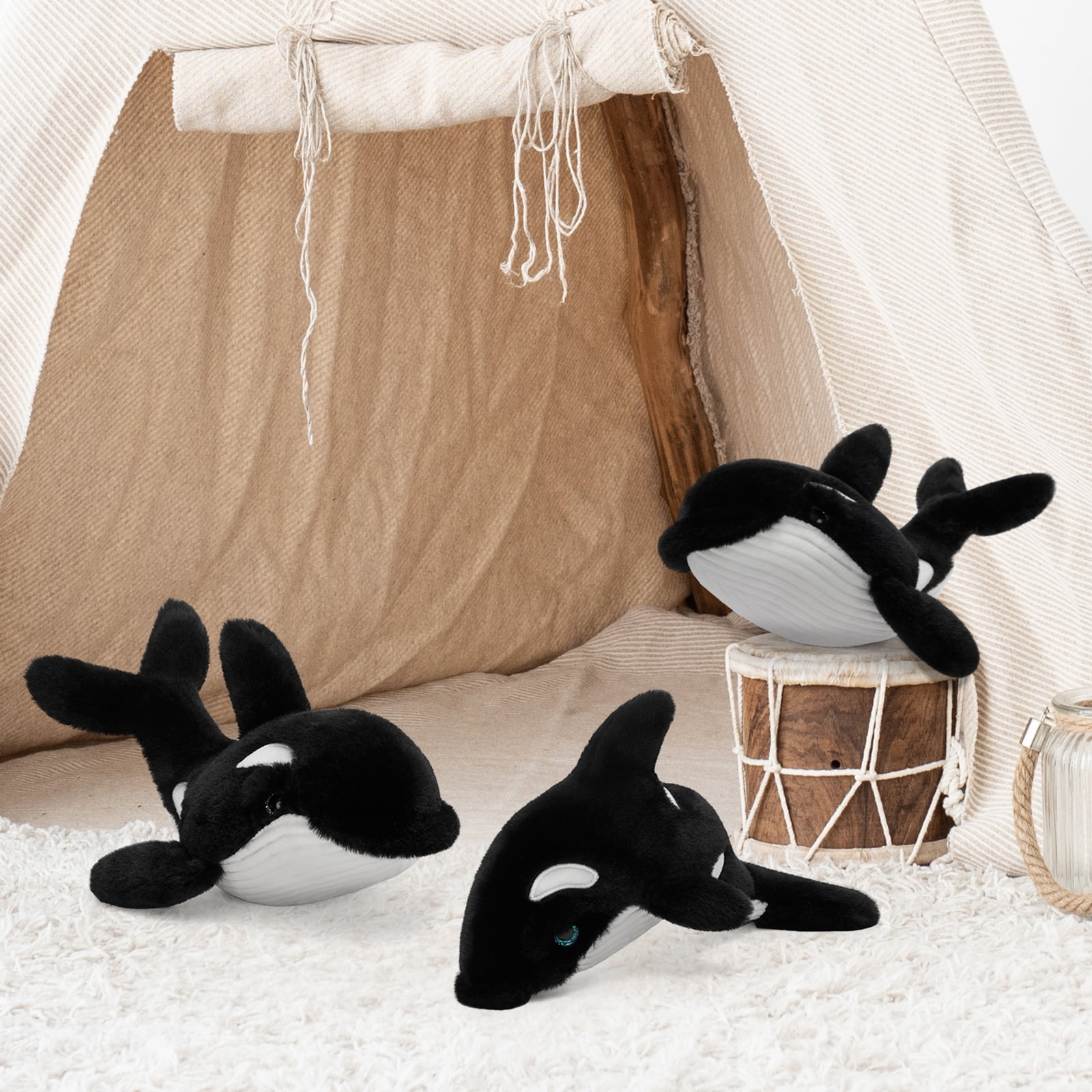 MorisMos Orca Stuffed Animal Bulk Glow in The Dark, 6 Pcs Killer Whale Plush Toy