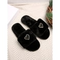 thumbnail image 6 of Vamuko Women's Heart-Shaped House Slippers 2026 Open Toe Fuzzy Slippers Fluffy Flip Flop Slip On Shoes Anti-Slip Flat Sandals Slides Black, 6 of 8