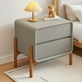 thumbnail image 2 of Modern Minimalist Bedside Table, Solid Wood Side Table with 2 Drawers, Leather Wrapped Storage Cabinet, Suitable for Living Room,Bedroom, 2 of 6
