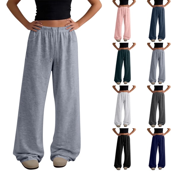 Tall Sweatpants for Women Wide Leg Sweatpants Baggy Fall Y2K Track Pants,M