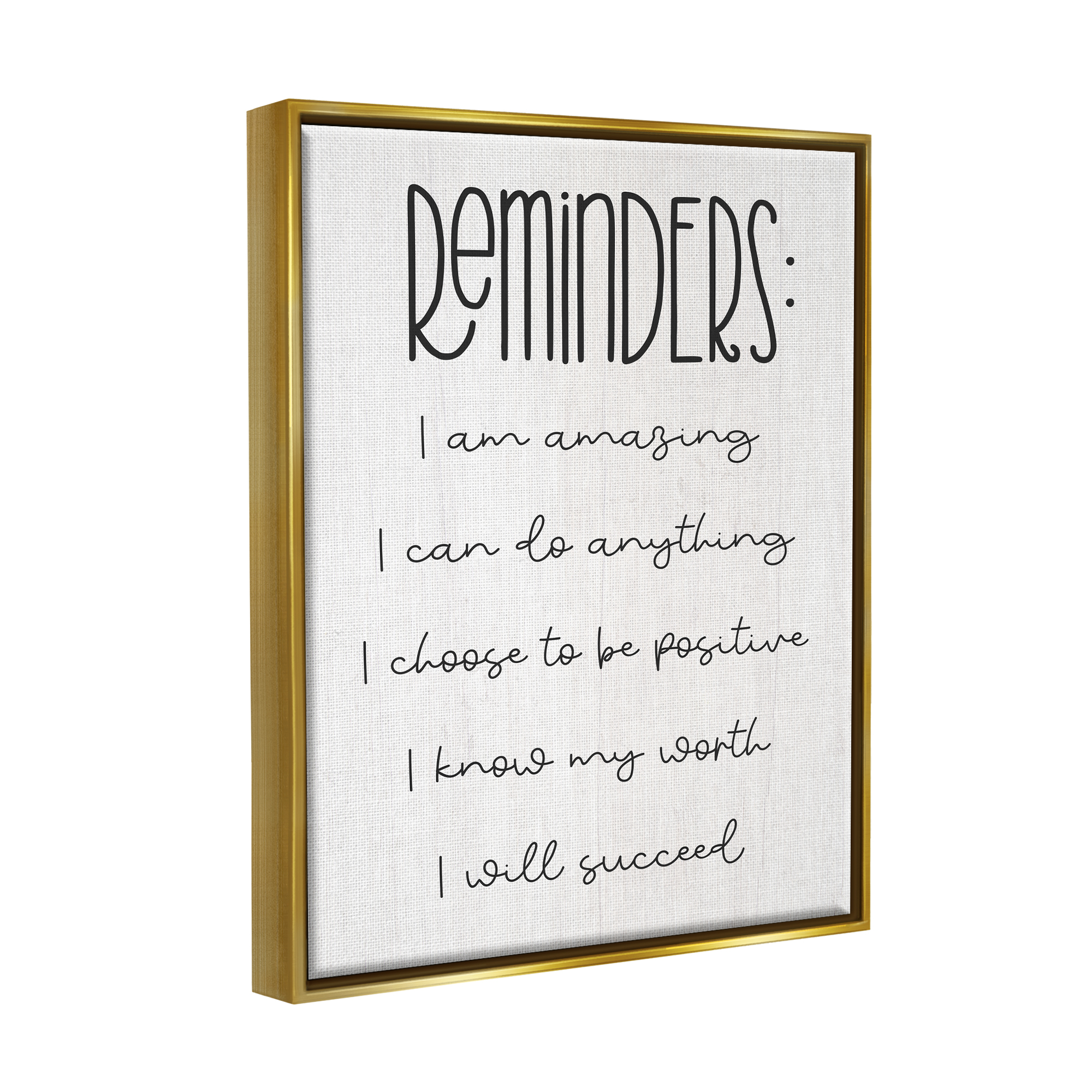 Stupell Positive Self Care Affirmation Reminders Inspirational Painting Gold Floater Framed Art Print Wall Art