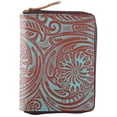 thumbnail image 1 of Cartera para pasaporte F&L CLASSIC de piel floral turquesa con RFID, 1 of 5