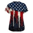thumbnail image 5 of Womens 250th Anniversary USA Scrub Tops Loose Short Sleeve USA Flag Print Scrubs V Neck Independence Day Celebration Party Scrub Shirts Nursing Workwear Medical Nurse Uniform with Pockets Black 5XL, 5 of 5