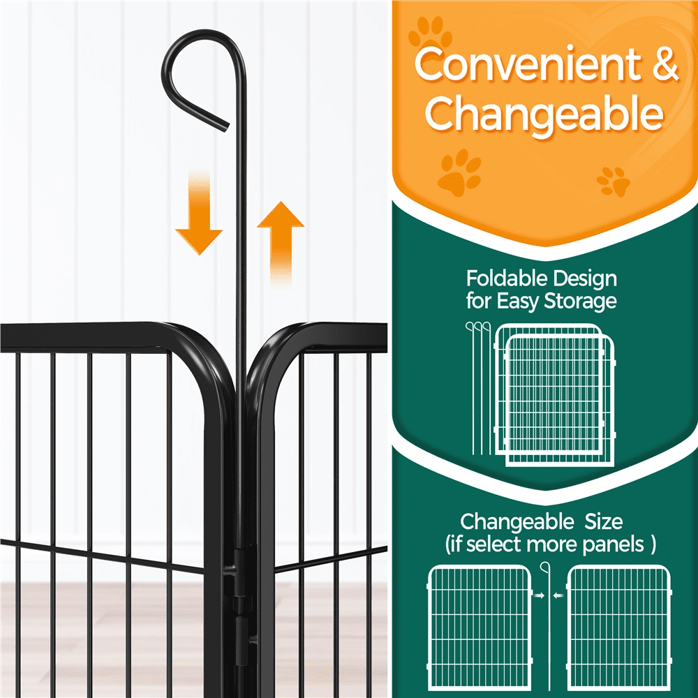 Alden Design 31.5″H Dog Playpen 2 Panels for Outdoor Indoor, Black
