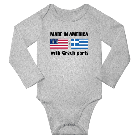 

Made in America With Greek Parts Baby Long Sleeve Romper (Gray 18 Months)
