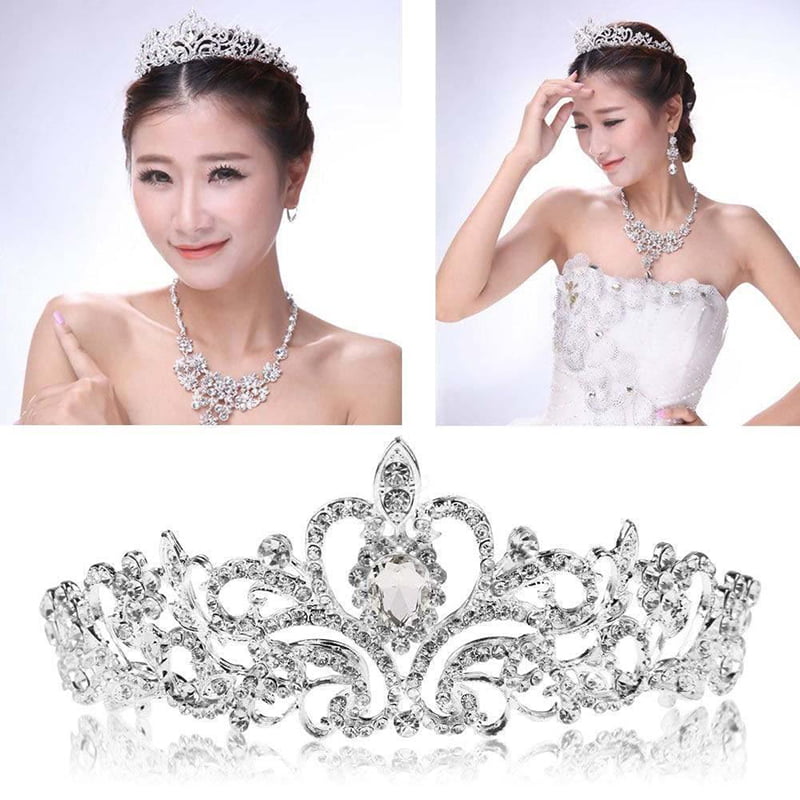Details about   Princess Bridal Diamante Rhinestone Crown Hair Veil Tiara Wedding Prom Headband 