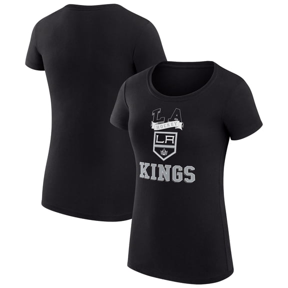 Women's G-III 4Her by Carl Banks Black Los Angeles Kings Super-Slim Fit Lightweight Team Logo Graphic T-Shirt