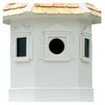 thumbnail image 6 of White Enchantment House – Large Wooden Outdoor Birdhouse with Hexagonal Design, Easy Post Mount, Ventilated, Weather-Resistant, Perfect Garden & Backyard Shelter, 6 of 9