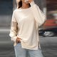 thumbnail image 1 of Suéter con abertura en el dobladillo de color contrastante para mujer, blusa informal de manga larga y cuello redondo, cómoda tela de imitación de tela, ideal para uso diario y en casa, sopatenor, 1 of 4