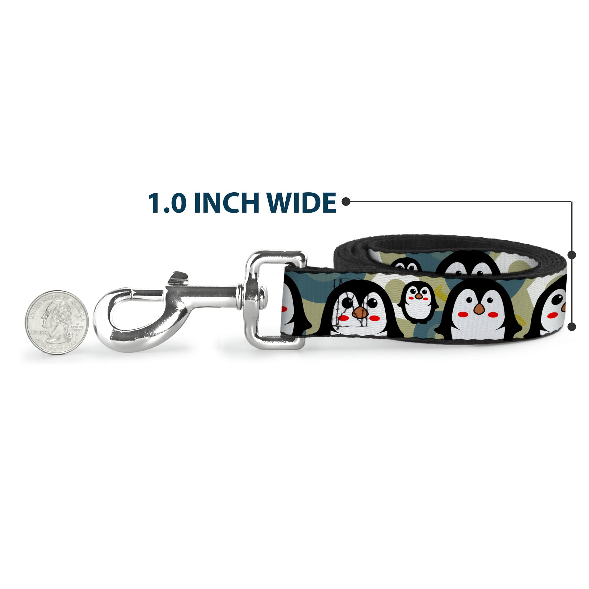 Buckle-Down Pet Leash, Dog Leash, Penguin Cartoon, 6 Feet Long 1.0 Inch Wide