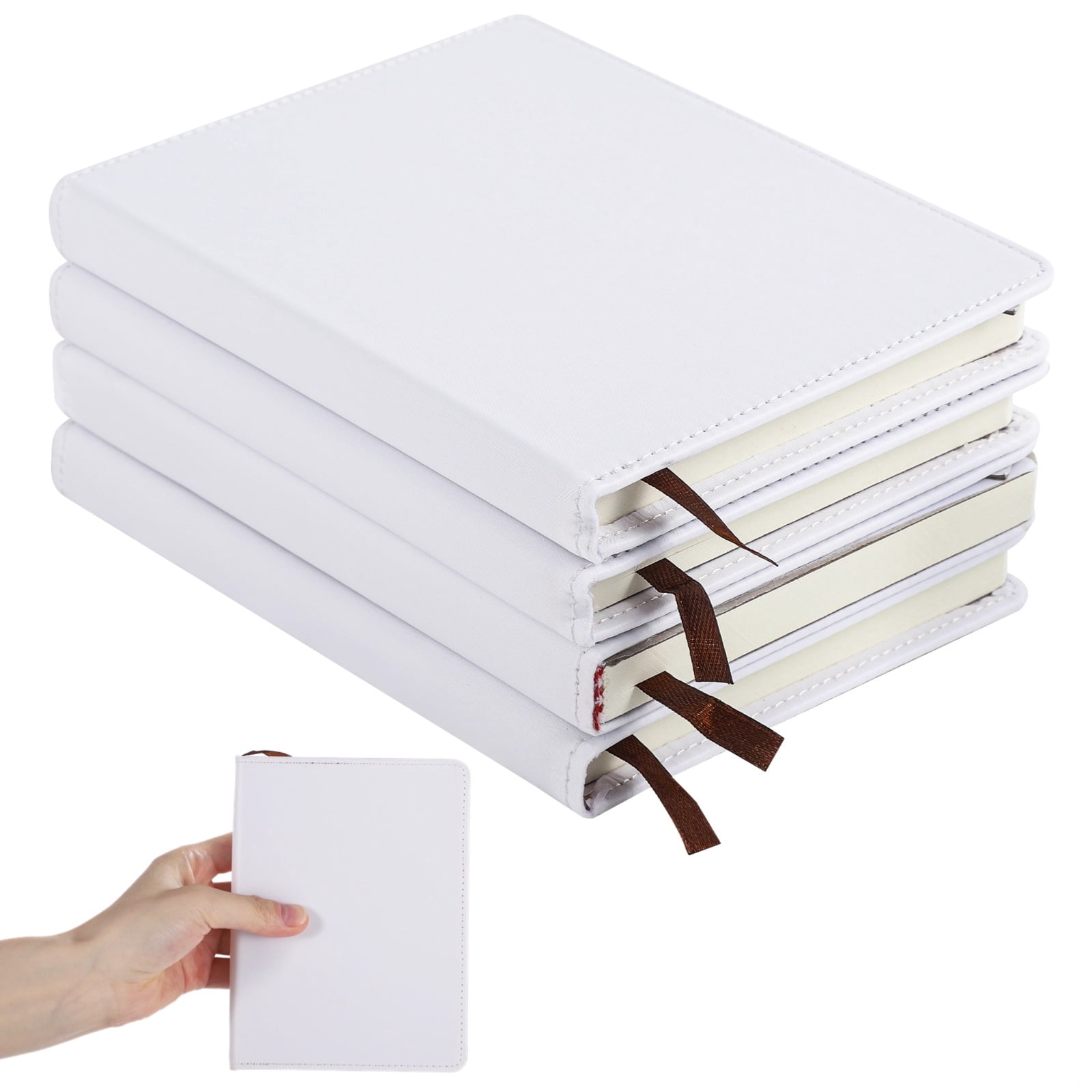 4 Pcs Sublimation Blank Notebooks, Customizable Faux Leather Journals, DIY A6 Hardcover Notepads, Office Supplies, 200 Pages