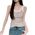 thumbnail image 5 of Summer Tanks for Women 2026 Summer Striped Print Sleeveless Shirts Casual Slim Fit Standard Straps Blouses, 5 of 7