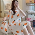 thumbnail image 5 of Women Short Sleeve Nightgown Sleepwear Pajamas Cotton Sleep Dress Nightshirt T0R5, 5 of 8