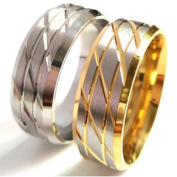 HOOUN 30pcs Men's Women's Silver Gold plate Stainless Steel Wedding Band Ring
