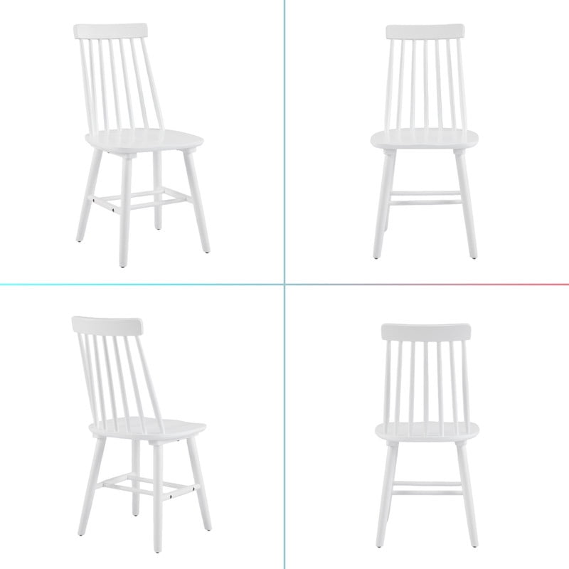 Solid Wood Dining Chairs Set of 2, Ergonomic Windsor Backrest Mid-Century Modern Armless Kitchen Side Chairs