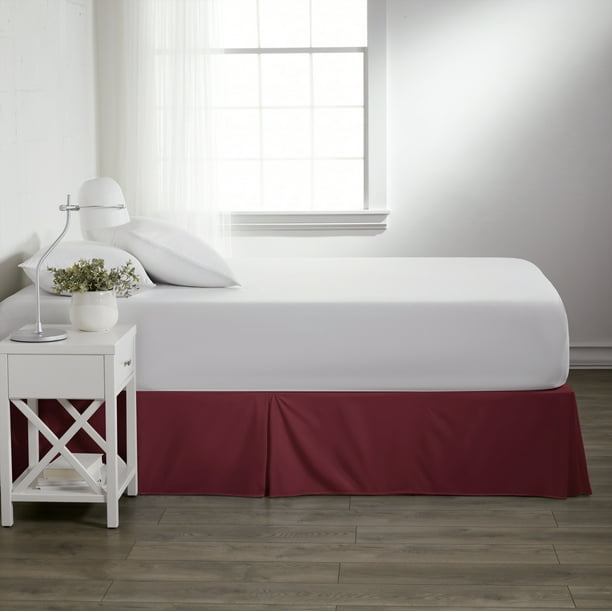 Red Pleated Dust Ruffle Bed Skirt, California King, by Noble Linens