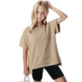 thumbnail image 5 of Cethrio Kids Girls T Shirts, Casual Short Sleeve Solid Color Loose Summer Tops Khaki Size 7-8 T, 5 of 5
