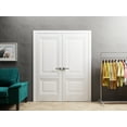 thumbnail image 3 of Solid French Double Doors 56 x 84 inches | Lucia 8831 White Silk | Wood Solid Panel Frame Trims | Closet Bedroom Sturdy Doors, 3 of 5