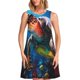thumbnail image 1 of Easygdp Ice Blue Ocean Sea Turtle para Vestido Transpirable de Mujer, Vestido Suelto de Manga Corta con Pliegues y Bolsillos para el Verano, 1 of 7