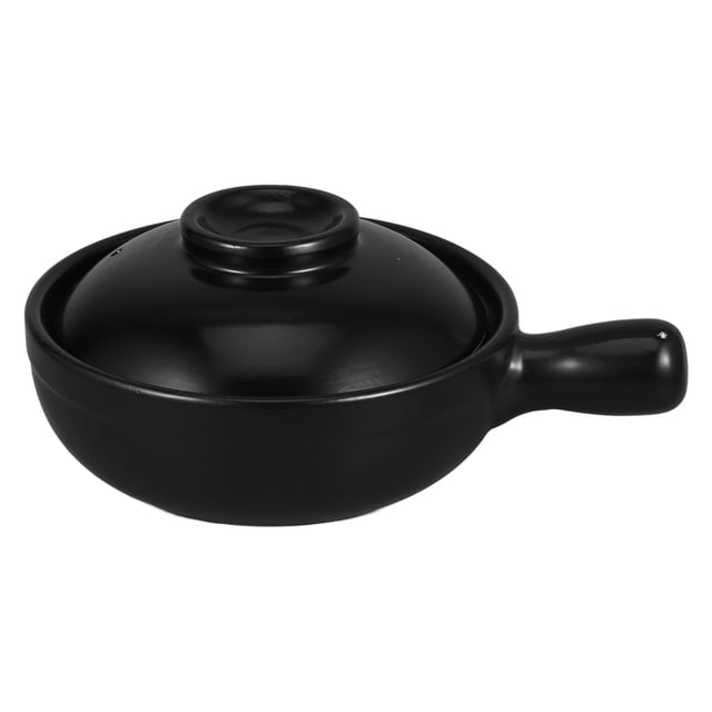 Shisuyan Casserole Traditionnelle en Argile, Casserole de Cuisson en Argile Chinoise 900 ml avec Couvercle, Poignée Unique, Casseroles pour Riz, Bouillie et Ragoûts pour Cuisson sur la Cuisinière et au Micro-Ondes