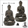 thumbnail image 2 of Seated Buddha Tealight Candle Holders, Set of 2, Greeting or Namaste Pose, Lotus Base, 7.5 H x 4.25 Inches, Hand Crafted, Cast Polyresin, Bronze Color, the Serenity Collection, 2 of 6