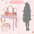 thumbnail image 2 of Spaco Kids Vanity Princess Makeup Dressing Table Chair Set with Tri-fold Mirror-Pink, Girls Vanity for Girls Kids, 2 of 7