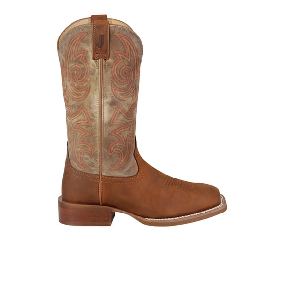 Justin Boots Mens May Day Embroidered Square Toe Cowboy Mid Calf Boots