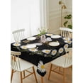 thumbnail image 2 of Black Daisy Bees Rectangle Tablecloth, Spring Farmhouse Honey Floral Rings Waterproof & StainResistant Tablecloth, Washable Oil-proof Table Cover for Dining/Party/Wedding/Camping/Buffet 52x70 In, 2 of 9