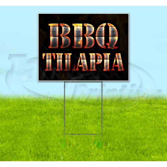 Bbq Tilapia (18" x 24") Yard Sign, Includes Metal Step Stake