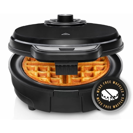 Chefman Anti-Overflow Belgian Waffle Maker, Shade Selector, Non-Stick, Black
