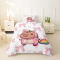 thumbnail image 2 of Erosebridal Funny Unicorn Capybara Twin Bedding For Kids,Cartoon Rodent Animals Duvet Cover Set For Bowknot Girls ,Reversible Pink 2pcs,No Comforter, 2 of 6