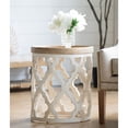 thumbnail image 3 of CC Home Furnishings 22" White and Brown Vintage Style Cylindrical Large Side Table, 3 of 3
