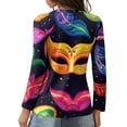 thumbnail image 3 of Resicozy Mardi Gras Shirts for Women 2026 Trendy Printed Crewneck Shirts Mardi Gras Long Sleeve New Party Tops Gray L, 3 of 5