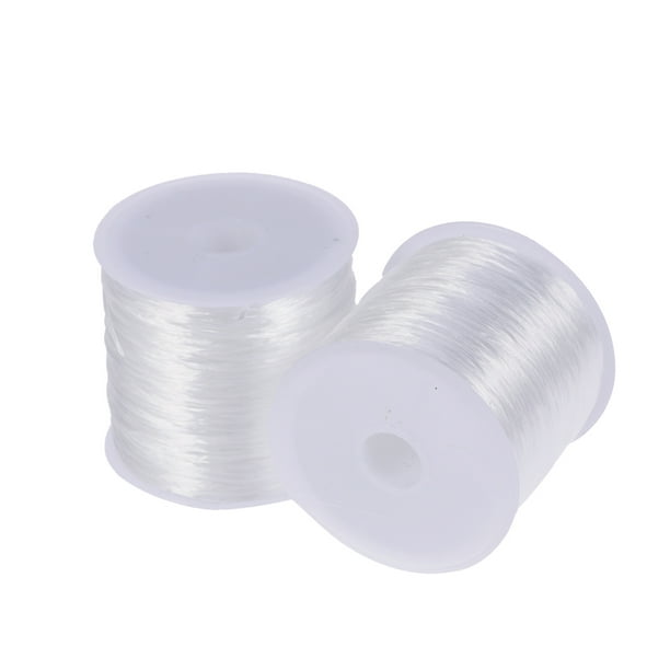 EeaseMX 2 Rollos 60 M / Roll Elastic String Crystal Elástica String para Pulsera Collar Joyas (Blanco, 0.8mm)