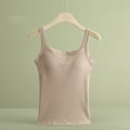 thumbnail image 3 of Tank Tops For Women Solid Color With Chest Pad Bra One Tank Top Sling Camisole Tops For Women, 3 of 6