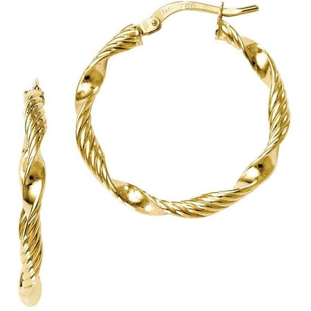 10kt Gold Polished and Textured Twisted Hoop Earrings
