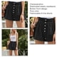 thumbnail image 5 of Pantalones cortos casuales para mujer, fruncidos, elásticos, cintura alta, cómodos botones, pierna ancha, color puro, línea A, pantalones cortos holgados, 5 of 6