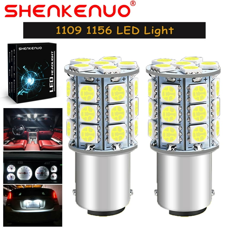 SHENKENUO 2pcs 12V R5W 1156 5050 27 SMD LED Car Tail Turn Signal Light Lamp  Bulb White