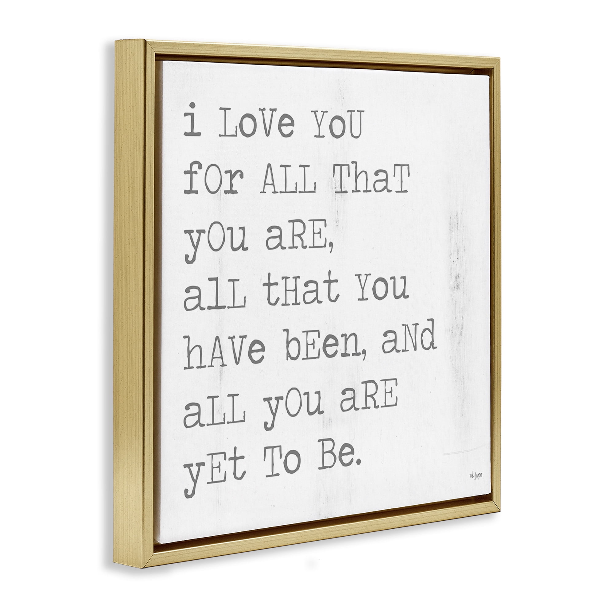 Stupell Industries Yet To Be Inspiring Phrase Typography Painting Gold Floater Framed Canvas Art Print Wall Art, 18 x 18
