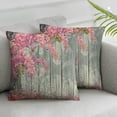 thumbnail image 3 of BANET  Flower Decorative Throw Pillow Case Pack of 2, Floral Watercolor Style Effect Branches of Lilac Bloom on Wooden Background Print, Couch Bedroom Living Room Cushion Cover Grey Pink 18x18in, 3 of 7