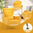 thumbnail image 3 of Tufted Upholstered Velvet Armchair for Living room, Bedroom,Yellow (Set of 2), 3 of 4