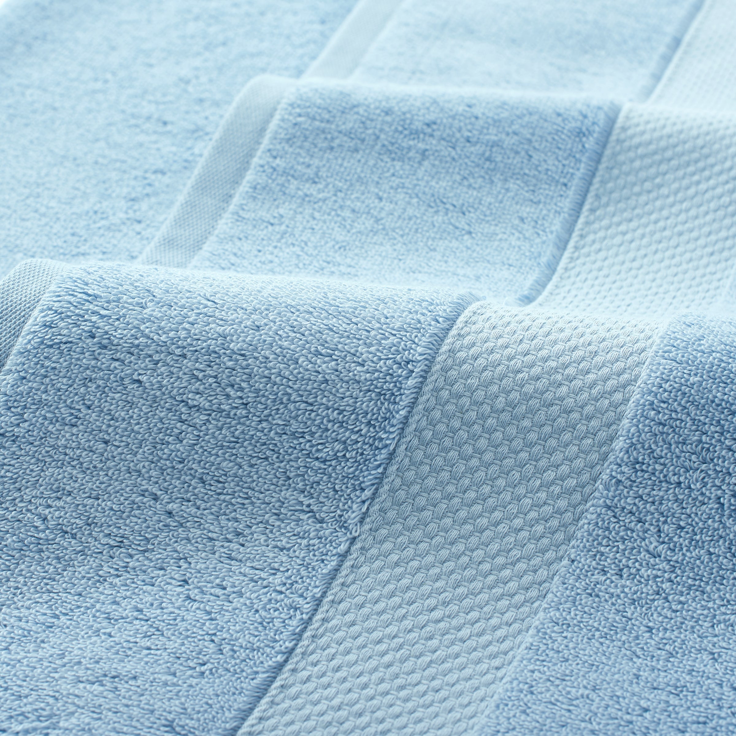 Aston & Arden Egyptian Cotton Bath Towels (2 Pack), 30x54, Jaquard Border, Blue