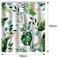 thumbnail image 2 of Juego de cortinas de ducha con hojas estilo bohemio de mediados de siglo: elegante diseño abstracto verde, acuarela tropical, decoración moderna para baño con ganchos, tela lavable, 2 of 5