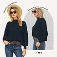 thumbnail image 3 of VENUZOR Women's Puffy Sleeve Mock Neck Pullover Knit Oversized Solid Color Sweater Tops, 3 of 7