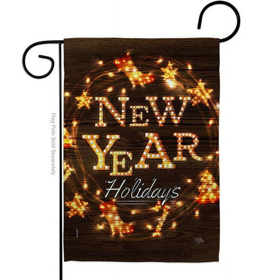 Breeze Decor G166019-BO Brightly New Year Garden Flag Winter 13 x 18.5 in. Double-Sided Decorative Vertical Flags for House Decoration Banner Yard Gift