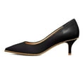 thumbnail image 2 of XYD Women Comfort Kitten Heels Pumps Slip On Pointed Closed Toe Studs Around Formal Office Shoes Size 13.5 Black, 2 of 4